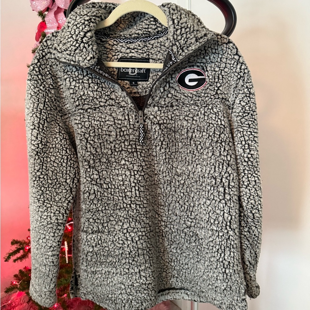 Georgia Women's Black and White Sherpa Pullover